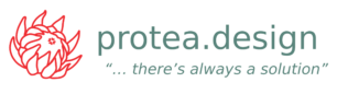 protea logo 22px mit text rot türkis neu